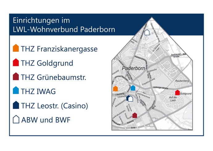 Schaubild der Verteilung der Einrichtungen im LWL-Wohnverbund in Paderborn